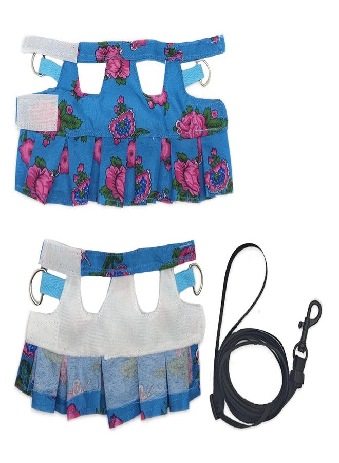 FORZENA Beard Dragon Skirt Harness Leash Set Adjustable Vest Traction Rope Strap Cute Flora Clothes for Small Animal Repitle Lizard Gecko Iguana Chameleon (Blue,M) - Image 4